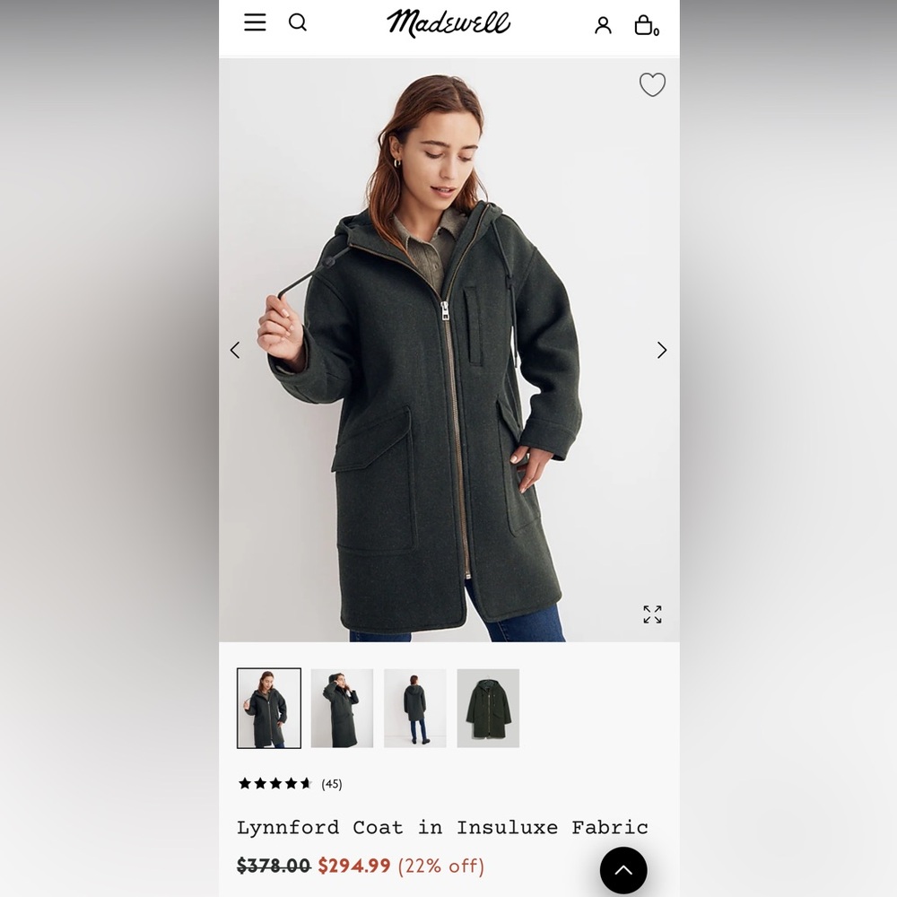 Madewell Lynnford Coat Size Small